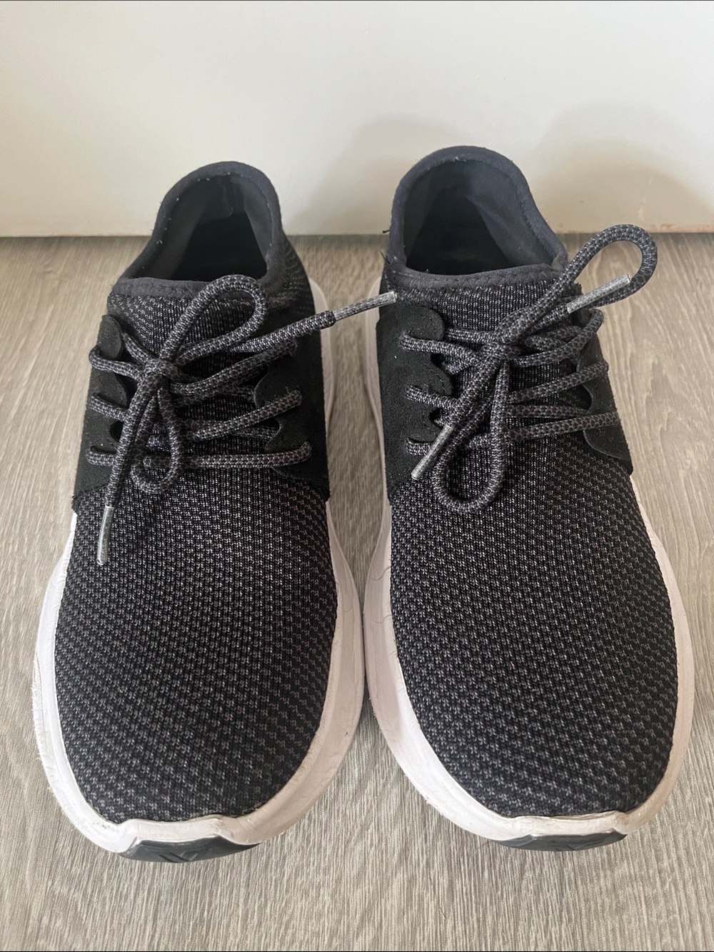 Vessi Everyday Black Knit Lace-Up Sneakers with White Sole